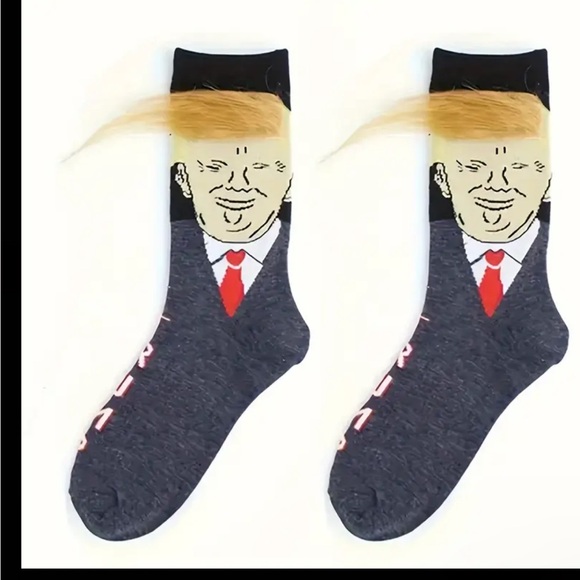 1 pairs  Cartoon Pattern Trump Crew Socks, Breathable Cotton Blend Comfy - Picture 4 of 6